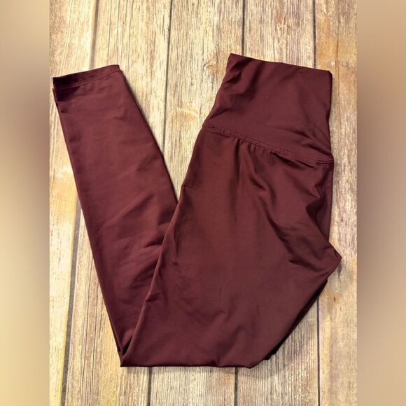 Burgundy High-Waisted Leggings - Picture 1 of 2